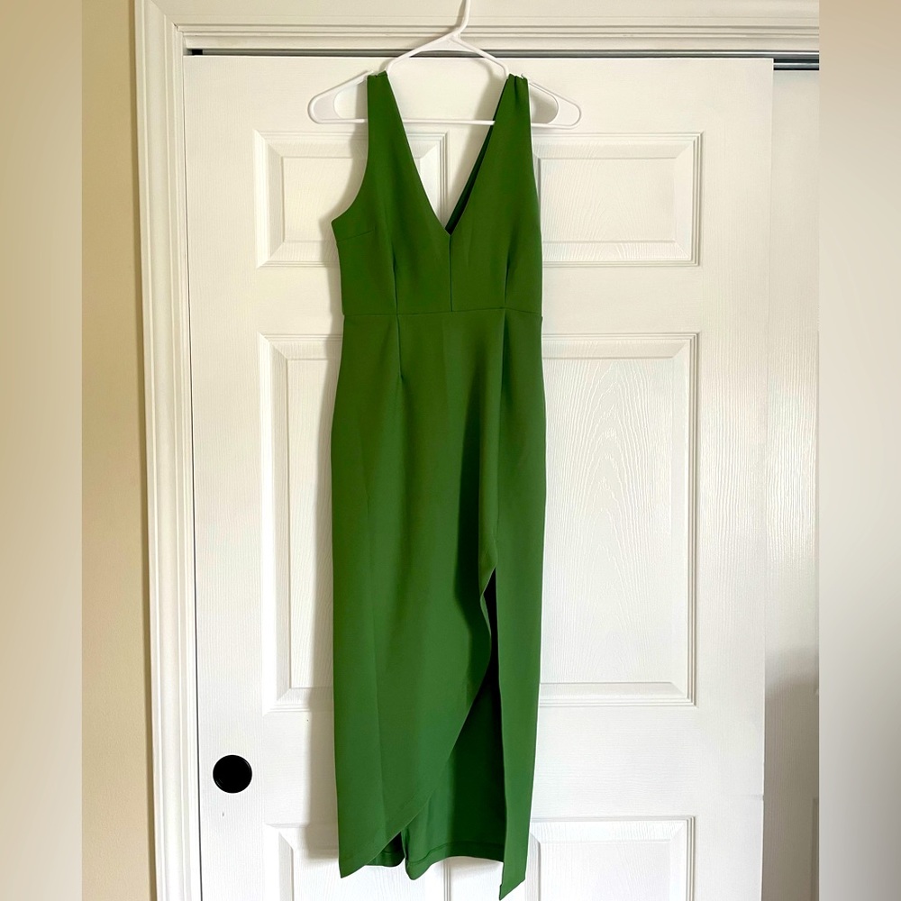 Abercrombie Plunge V-Neck Midi Dress Green Size Small